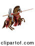 Vector Illustration of a 3d Knight Holding a Jousting Lance on a Rearing Horse by AtStockIllustration