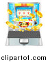 Vector Illustration of a 3d Laptop Computer with a Slot Machine and Coins Flying out from the Screen by AtStockIllustration