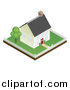 Vector Illustration of a 3d Little House and Fenced Property by AtStockIllustration