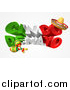 Vector Illustration of a 3d Mexican Flag Colored Happy Cinco De Mayo Design with a Sombrero Hat and Maracas by AtStockIllustration