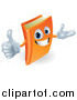 Vector Illustration of a 3d Orange Book Character Smiling and Holding a Thumb up by AtStockIllustration