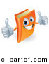 Vector Illustration of a 3d Orange Book Character Smiling and Holding Two Thumbs up by AtStockIllustration