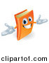 Vector Illustration of a 3d Orange Book Character Smiling and Shrugging by AtStockIllustration