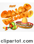 Vector Illustration of a 3d Orange Happy Cinco De Mayo Text with a Sombrero and Maracas by AtStockIllustration