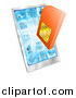 Vector Illustration of a 3d Orange Sim Card over a Smart Phone by AtStockIllustration