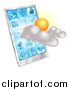 Vector Illustration of a 3d Partly Sunny or Cloudy Cellphone Weather Forecast Application by AtStockIllustration
