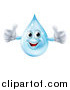 Vector Illustration of a 3d Pleased Blue Water Drop Character Holding Two Thumbs up by AtStockIllustration