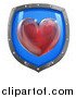 Vector Illustration of a 3d Red Heart on a Blue and Chrome Shield by AtStockIllustration