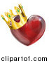 Vector Illustration of a 3d Red Shiny Heart with a King Crown by AtStockIllustration