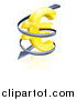 Vector Illustration of a 3d Rising Price Arrow Circling a Golden Euro Symbol by AtStockIllustration