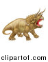 Vector Illustration of a 3d Roaring Angry Triceratops Dinosaur Facing Right by AtStockIllustration