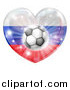 Vector Illustration of a 3d Russian Flag Heart and Soccer Ball by AtStockIllustration