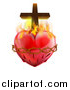 Vector Illustration of a 3d Sacred Heart with Fire Thorns and a Cross by AtStockIllustration