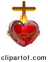 Vector Illustration of a 3d Sacred Heart with Flames Thorns and a Cross by AtStockIllustration