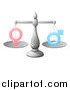 Vector Illustration of a 3d Scale Balancing Gender Symbols by AtStockIllustration