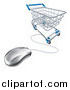 Vector Illustration of a 3d Shopping Cart and Connected Computer Mouse by AtStockIllustration