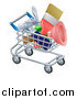 Vector Illustration of a 3d Shopping Cart Full of DIY Tools by AtStockIllustration
