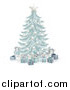 Vector Illustration of a 3d Silver Blue Christmas Tree with Gift Boxes by AtStockIllustration