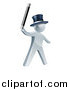 Vector Illustration of a 3d Silver Man Magician Holding up a Wand and Wearing a Top Hat by AtStockIllustration