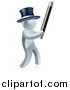 Vector Illustration of a 3d Silver Man Magician Using a Baton Wand by AtStockIllustration