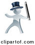 Vector Illustration of a 3d Silver Man Magician Using a Baton Wand by AtStockIllustration