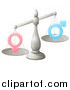 Vector Illustration of a 3d Silver Scale Balancing Gender Inequality Symbols by AtStockIllustration