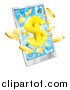 Vector Illustration of a 3d Smart Cellphone with Coins and a Dollar Symbol Bursting from the Screen by AtStockIllustration