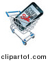 Vector Illustration of a 3d Smart Phone with Cyber Monday Sale Text on the Screen in a Shopping Cart by AtStockIllustration