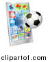Vector Illustration of a 3d Soccer Ball Flying Through and Breaking a Cell Phone Screen by AtStockIllustration