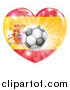 Vector Illustration of a 3d Spanish Flag Heart and Soccer Ball by AtStockIllustration