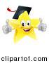Vector Illustration of a 3d Star Graduate Mascot Holding Two Thumbs up by AtStockIllustration
