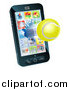 Vector Illustration of a 3d Tennis Ball Flying Through and Breaking a Cell Phone Screen by AtStockIllustration