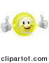 Vector Illustration of a 3d Tennis Ball Mascot Holding Two Thumbs up by AtStockIllustration