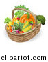 Vector Illustration of a 3d Veggie Packed Basket by AtStockIllustration