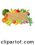 Vector Illustration of a 3d Wooden Sign with Fresh Veggies by AtStockIllustration