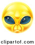 Vector Illustration of a 3d Yellow Extraterrestrial Alien Smiley Emoji Emoticon Face by AtStockIllustration