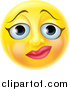 Vector Illustration of a 3d Yellow Female Smiley Emoji Emoticon Face with a Nervous Expression by AtStockIllustration