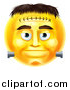Vector Illustration of a 3d Yellow Frankenstein Smiley Emoji Emoticon Face by AtStockIllustration