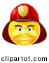 Vector Illustration of a 3d Yellow Male Fireman Smiley Emoji Emoticon Face Wearing a Helmet by AtStockIllustration