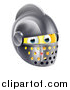 Vector Illustration of a 3d Yellow Smiley Emoji Emoticon Knight Face in a Helmet by AtStockIllustration