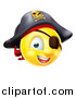 Vector Illustration of a 3d Yellow Smiley Emoji Emoticon Pirate Captain with an Eye Patch by AtStockIllustration