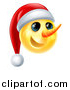 Vector Illustration of a 3d Yellow Snowman Smiley Emoji Emoticon Wearing a Christmas Santa Hat by AtStockIllustration