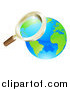 Vector Illustration of a 3d Zoom Magnifying Glass over Earth by AtStockIllustration