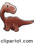 Vector Illustration of a Baby Brown Brontosaurus Dinosaur Looking Back by AtStockIllustration