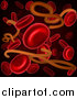 Vector Illustration of a Background of 3d Blood Cells and the Ebola Virus on Black by AtStockIllustration