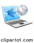 Vector Illustration of a Baseball Flying Through and Shattering a 3d Laptop Screen by AtStockIllustration