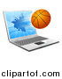 Vector Illustration of a Basketball Crashing Through a 3d Laptop Screen by AtStockIllustration