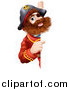 Vector Illustration of a Bearded Pirate Captain Pointing Around a Sign by AtStockIllustration
