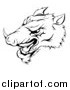 Vector Illustration of a Black and White Aggressive Razorback Boar Sports Mascot by AtStockIllustration