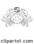 Vector Illustration of a Black and White Astrology Zodiac Cancer Crab and Symbol by AtStockIllustration